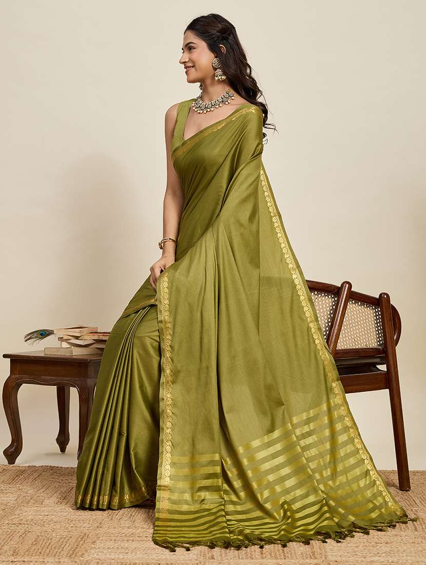 women solid plain saree with blouse - 22503327 -  Standard Image - 4