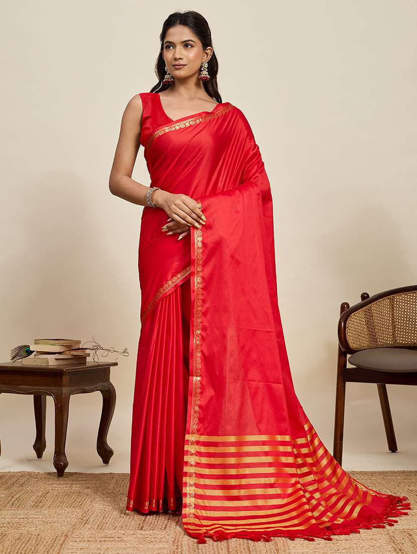 women solid plain saree with blouse