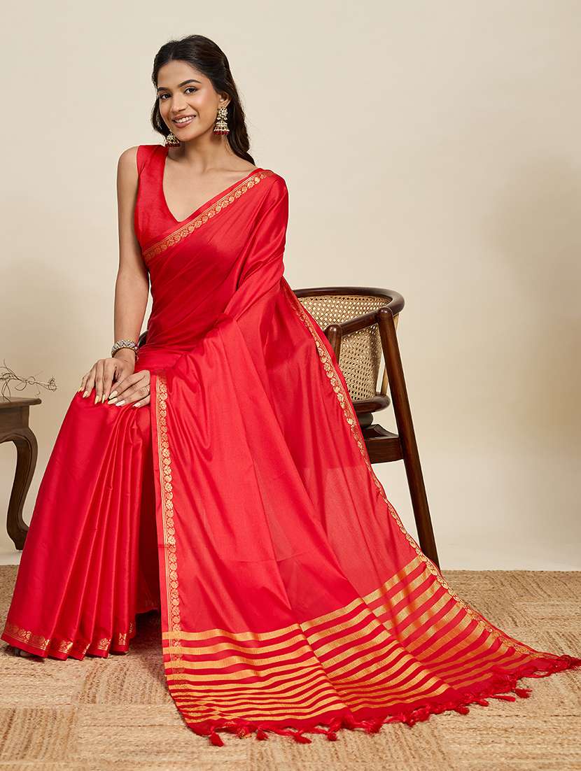women solid plain saree with blouse - 22503330 -  Standard Image - 4