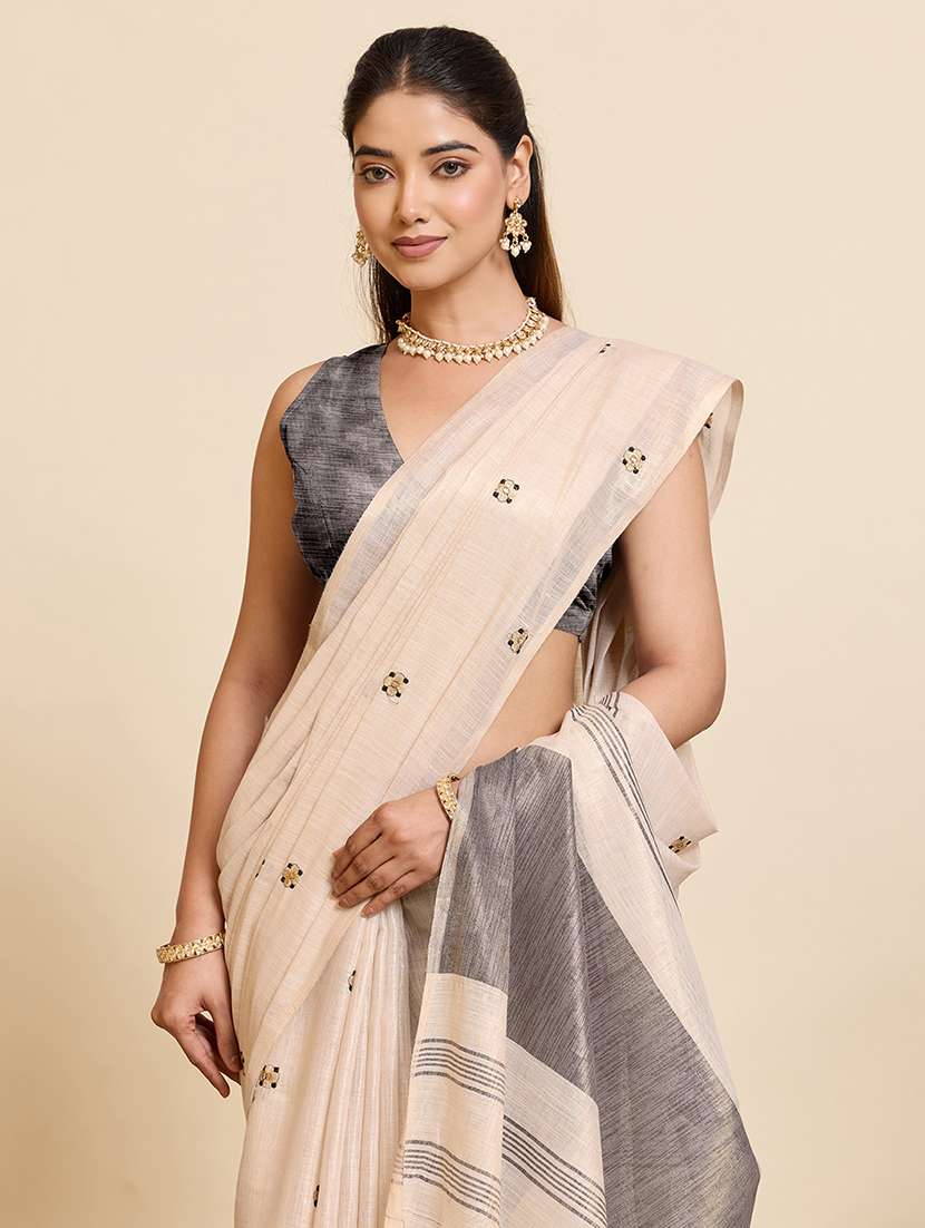 women solid with work embroidered saree with blouse - 22503333 -  Standard Image - 1