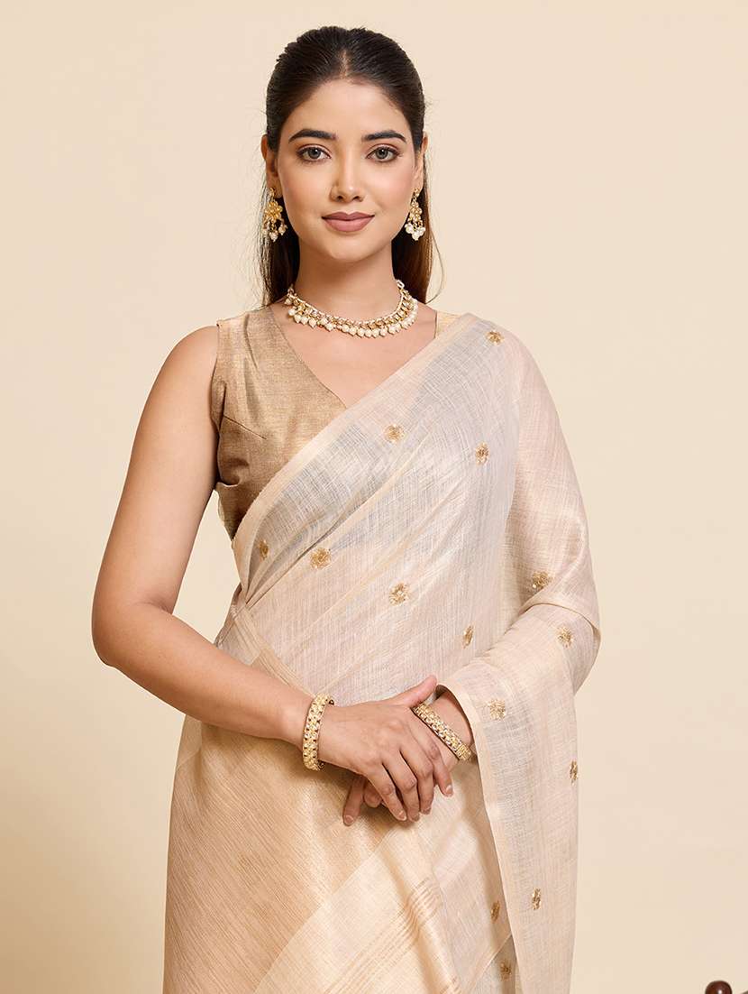 women solid with work embroidered saree with blouse - 22503336 -  Standard Image - 1