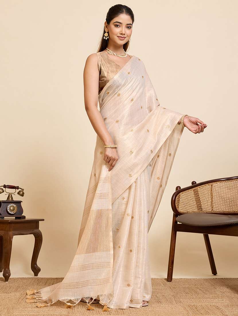 women solid with work embroidered saree with blouse - 22503336 -  Standard Image - 4