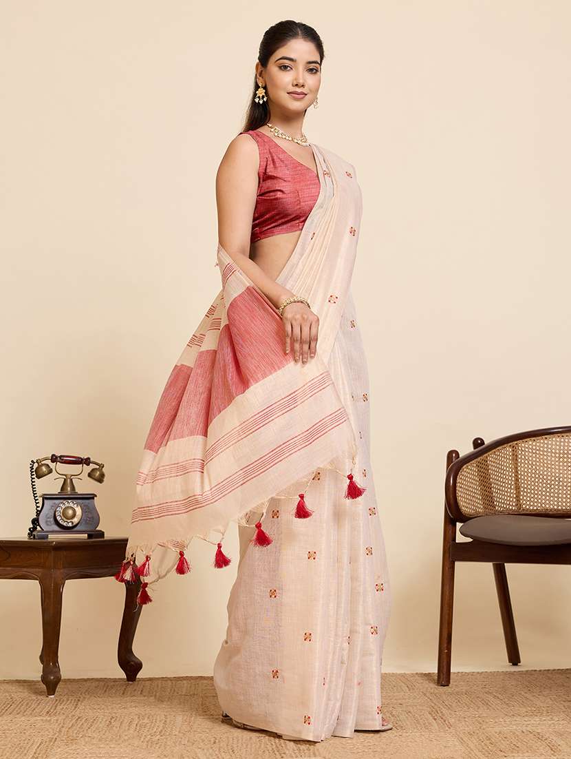 women solid with work embroidered saree with blouse - 22503338 -  Standard Image - 4