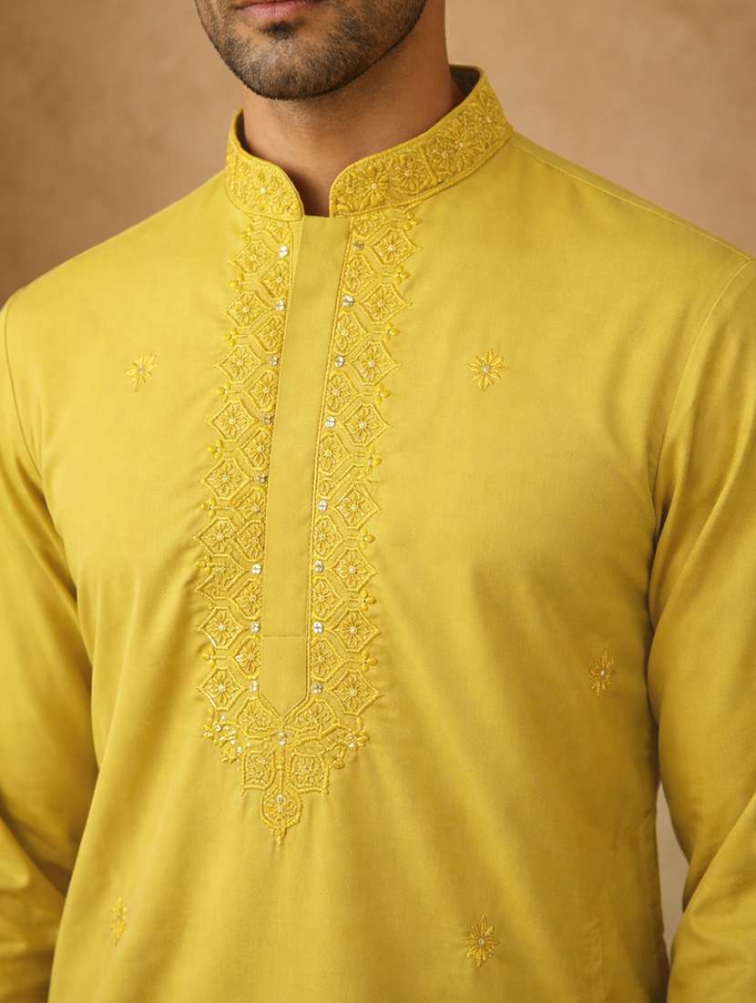 men embroidered mandarin neck long kurta - 22503345 -  Standard Image - 1