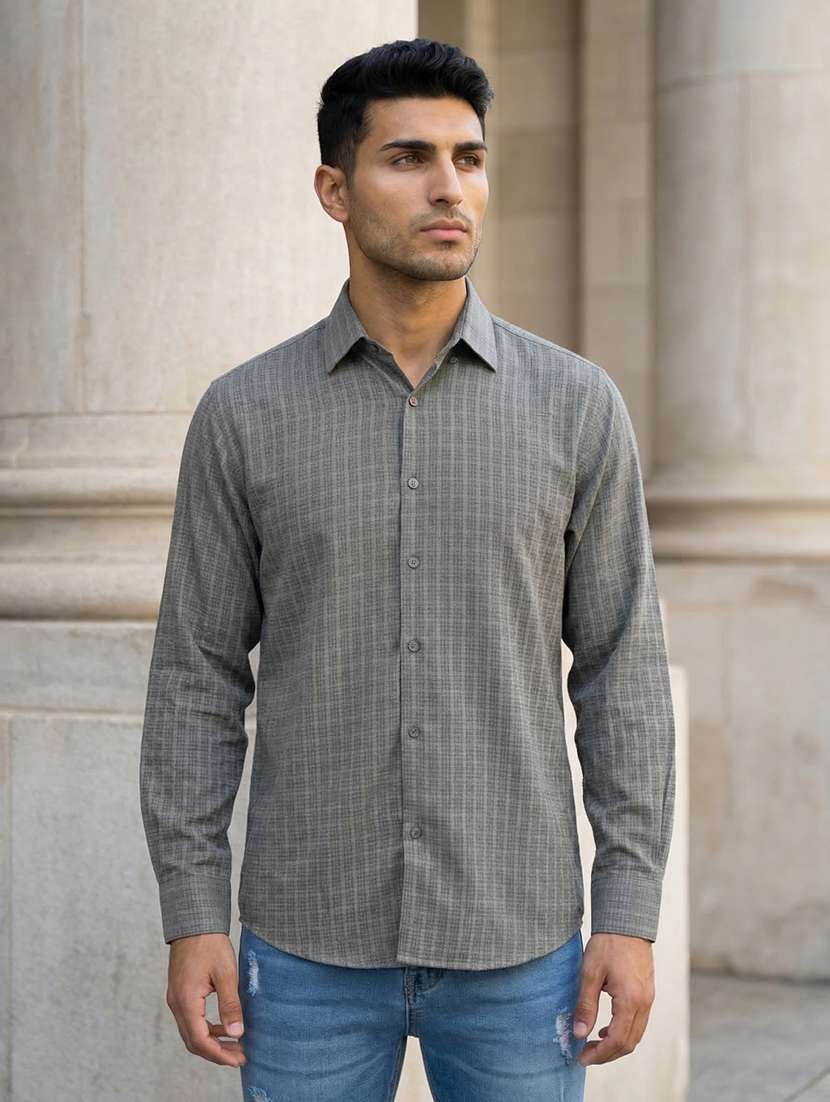 men checkered long sleeve regular fit casual shirt