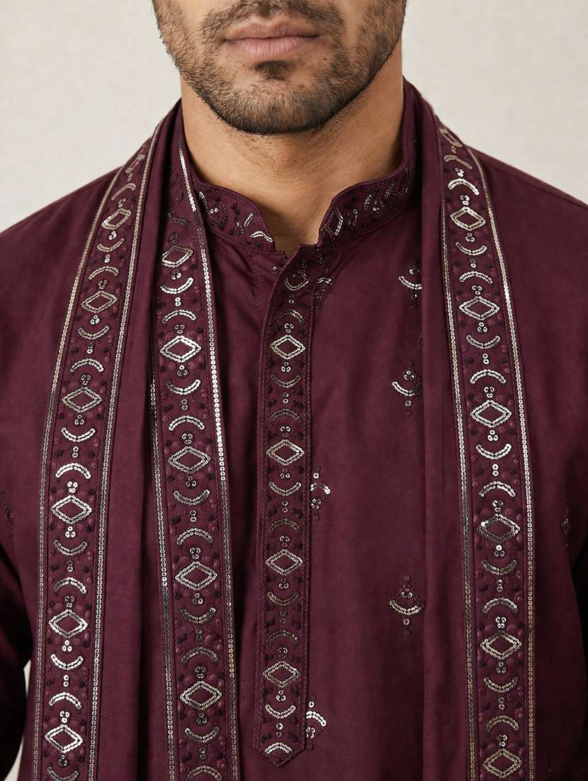 Men Embroidered Mandarin Neck Long Kurta - 22503402 -  Standard Image - 1