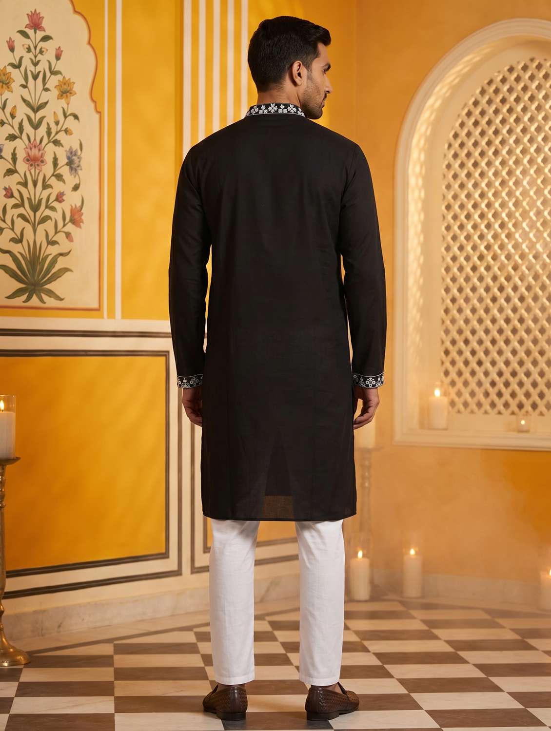 Men Embroidered Mandarin Neck Kurta Pyjama Set - 22503422 -  Standard Image - 4