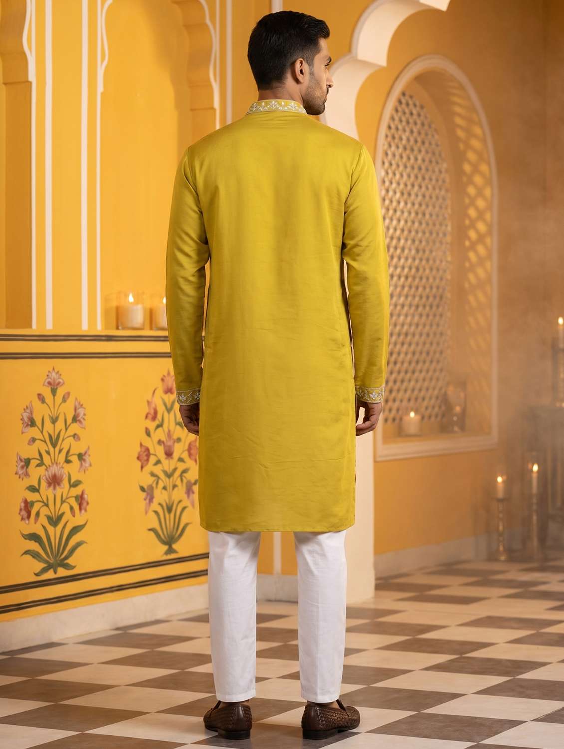 Men Embroidered Mandarin Neck Kurta Pyjama Set - 22503423 -  Standard Image - 4
