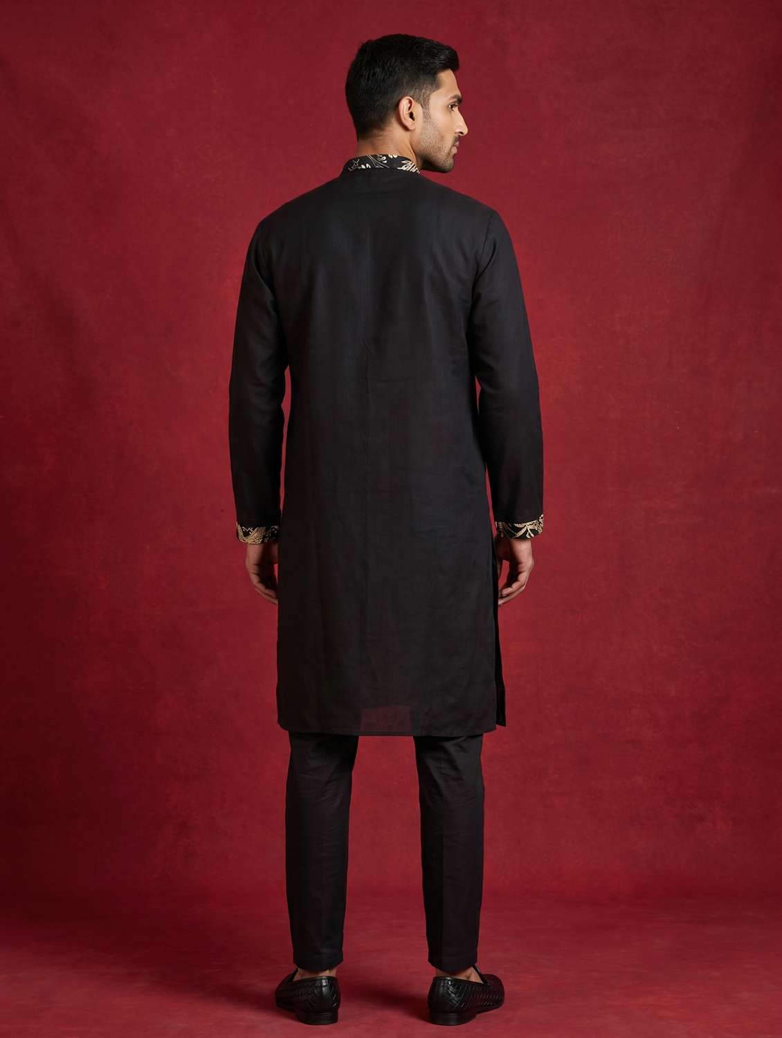 men embroidered mandarin neck kurta pyjama set - 22503426 -  Standard Image - 4