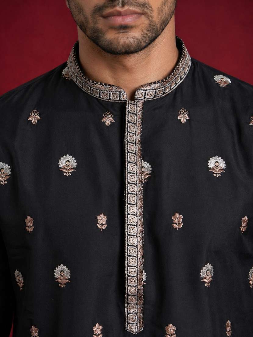 Men Embroidered Mandarin Neck Kurta Pyjama Set - 22503427 -  Standard Image - 1