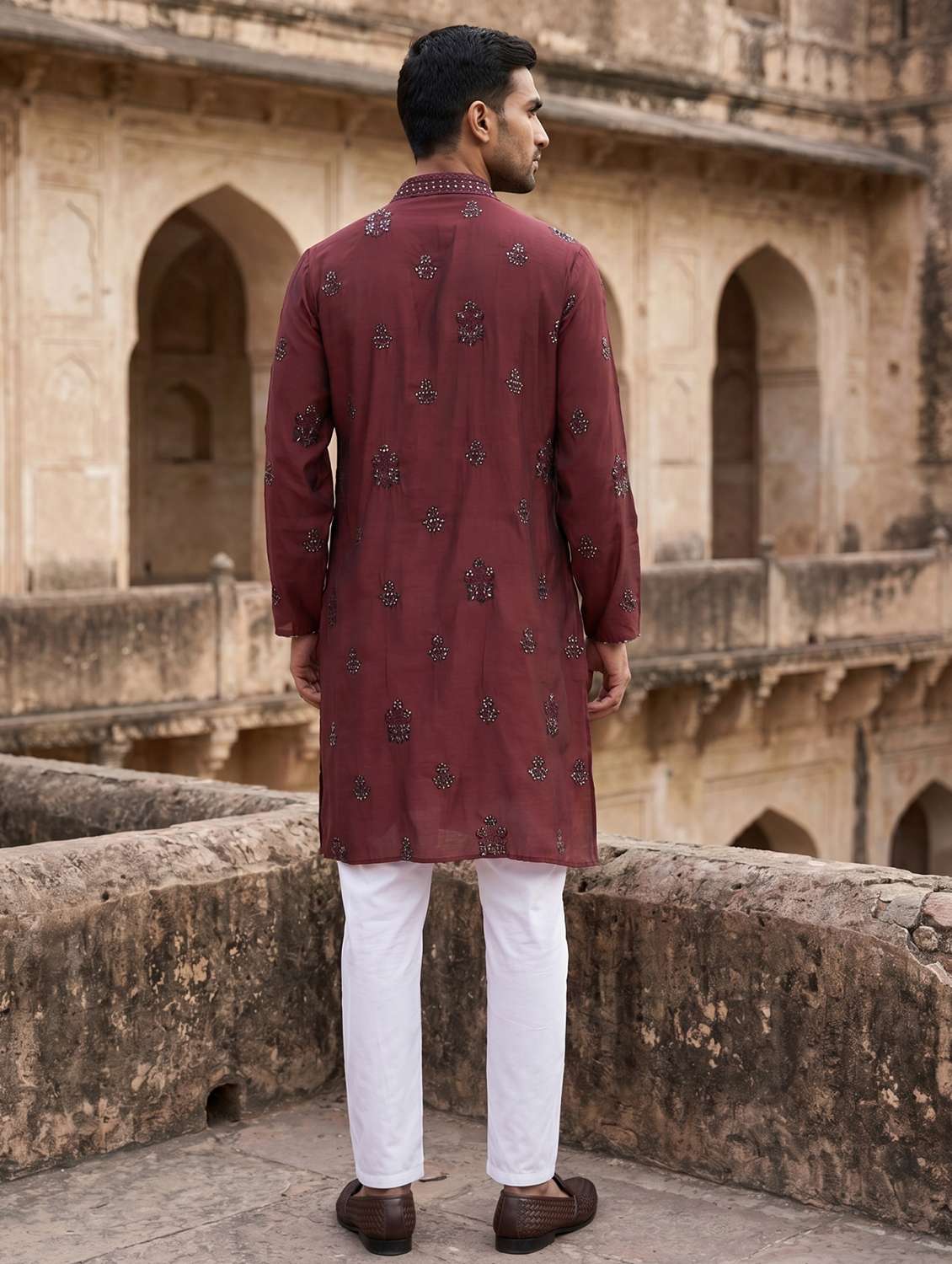 men embroidered mandarin neck kurta bottom with dupattta set - 22503447 -  Standard Image - 4