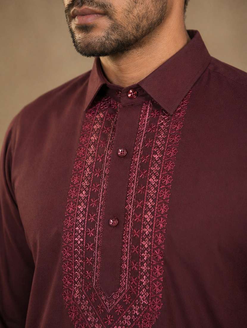 men embroidered long sleeve pathani set - 22503452 -  Standard Image - 1