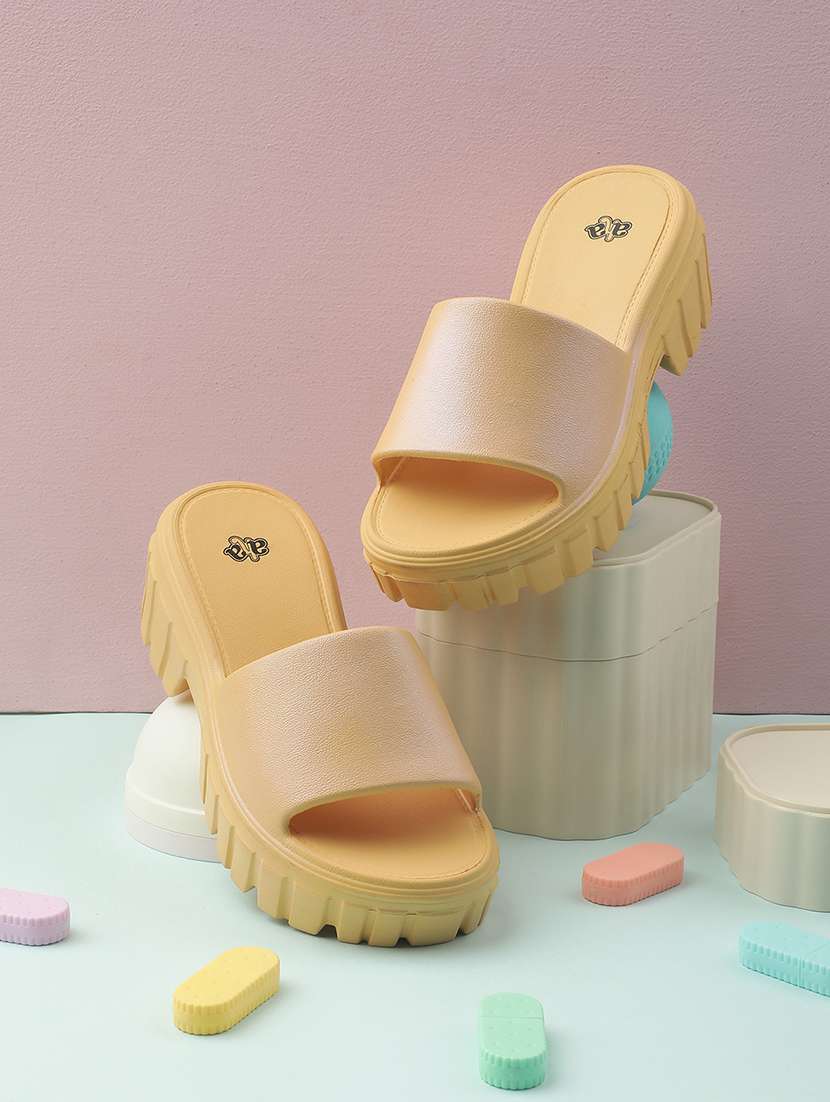 women solid slip on sliders