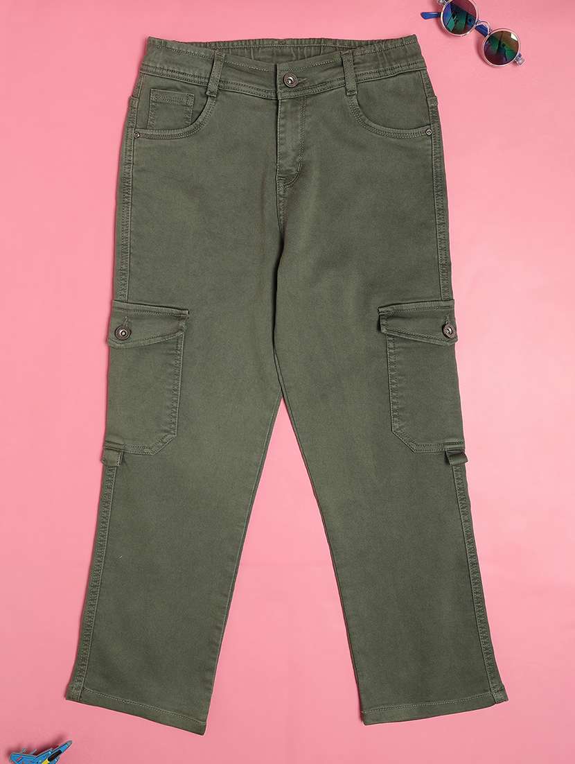 boys solid mid rise cargo jeans