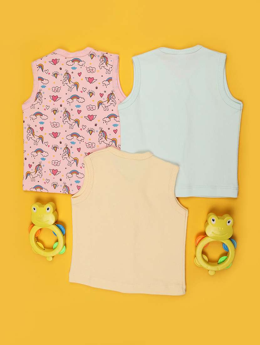 girls pack of 3 printed round neck tees - 22503602 -  Standard Image - 1