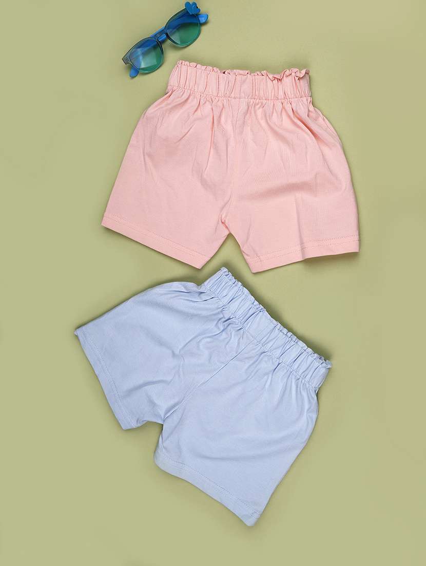 girls pack of 2 solid mid rise shorts - 22503606 -  Standard Image - 1