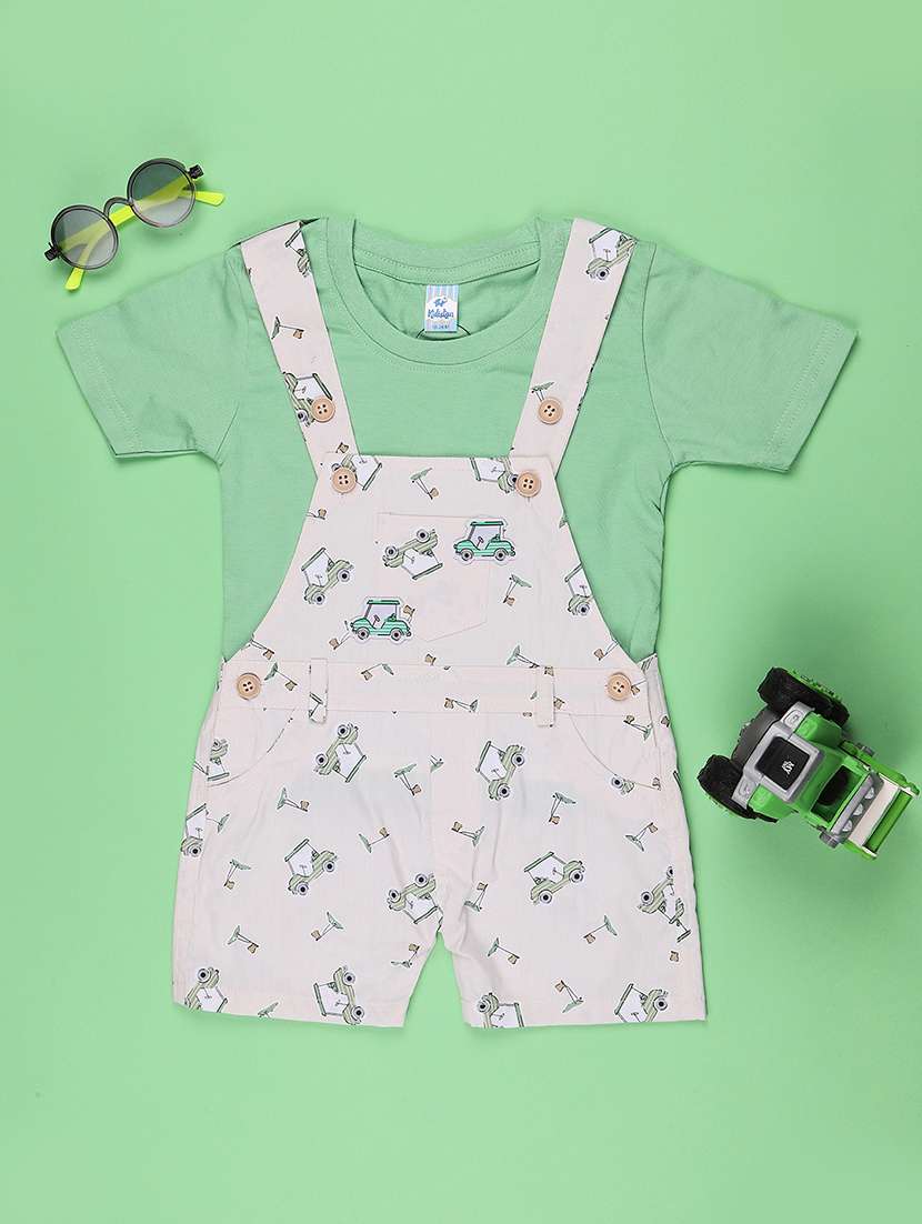 boys printed t-shirt and dungaree set - 22503618 -  Standard Image - 1