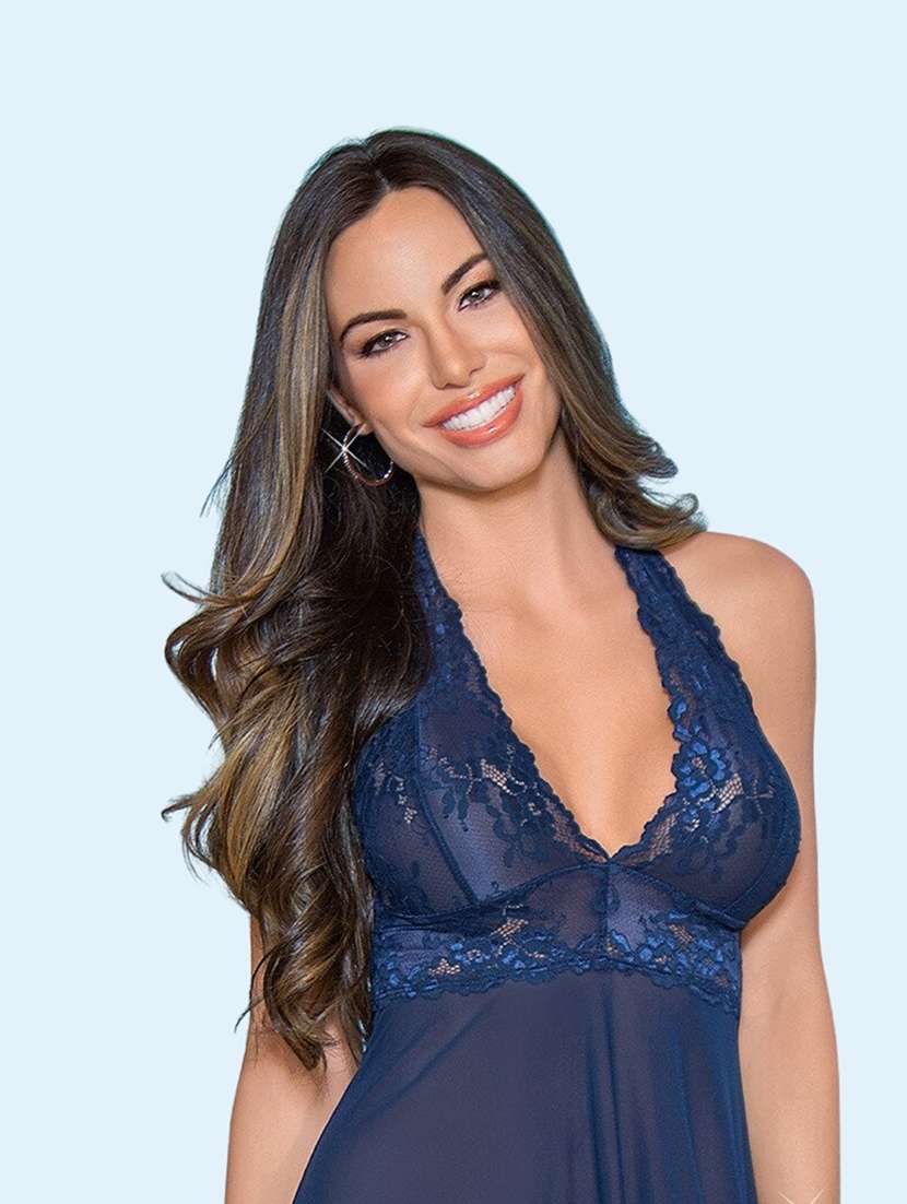 women self design halter neck babydoll set - 22503652 -  Standard Image - 1