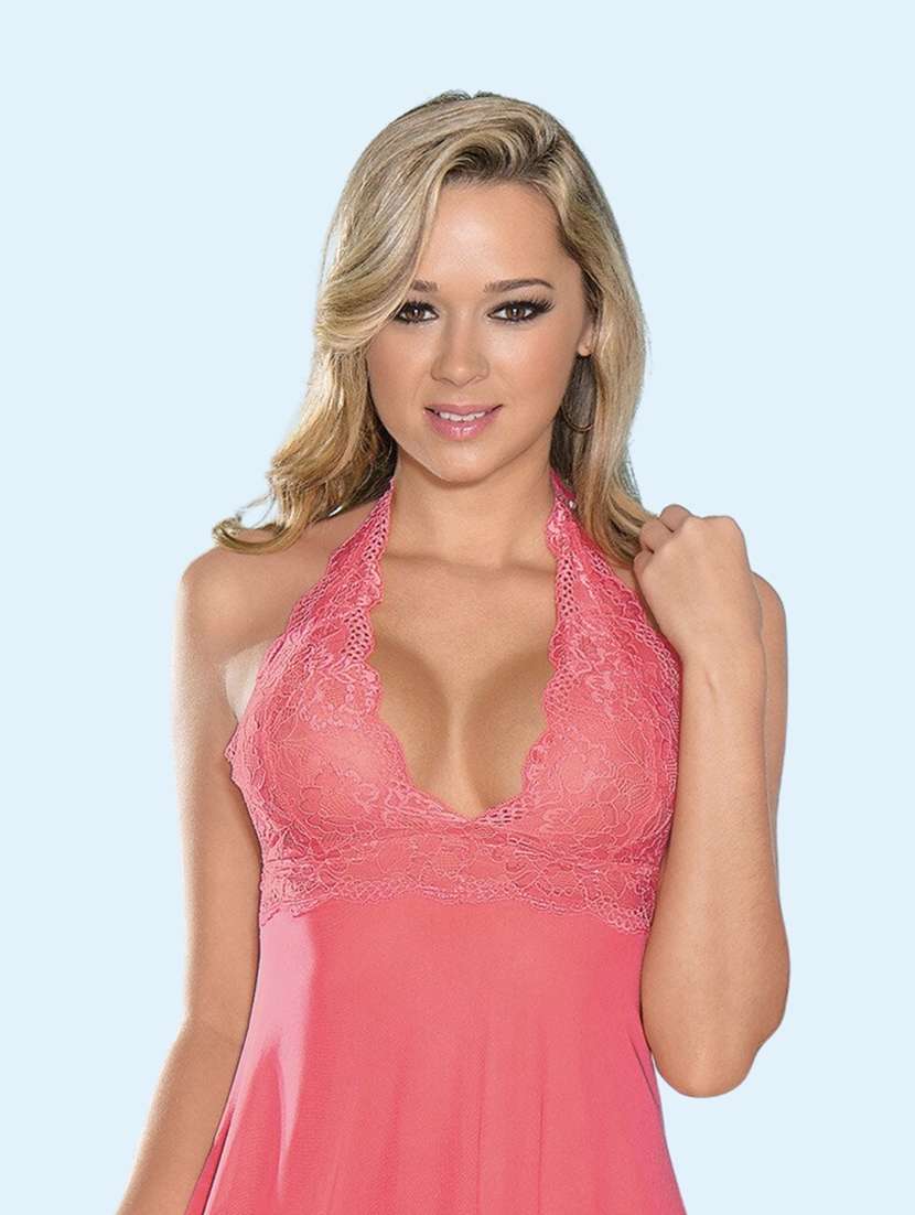 women self design halter neck babydoll set - 22503653 -  Standard Image - 1