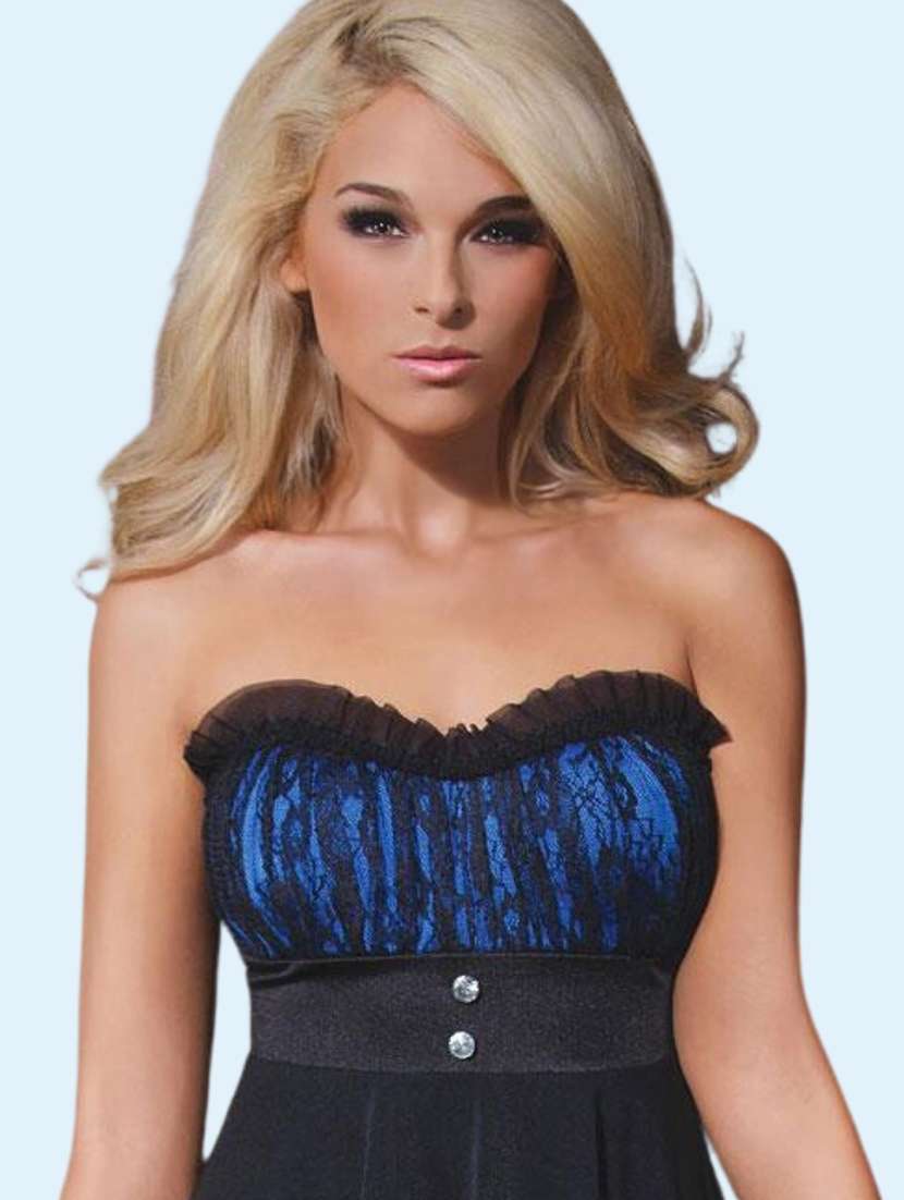 women self design off shoulder babydoll set - 22503656 -  Standard Image - 1