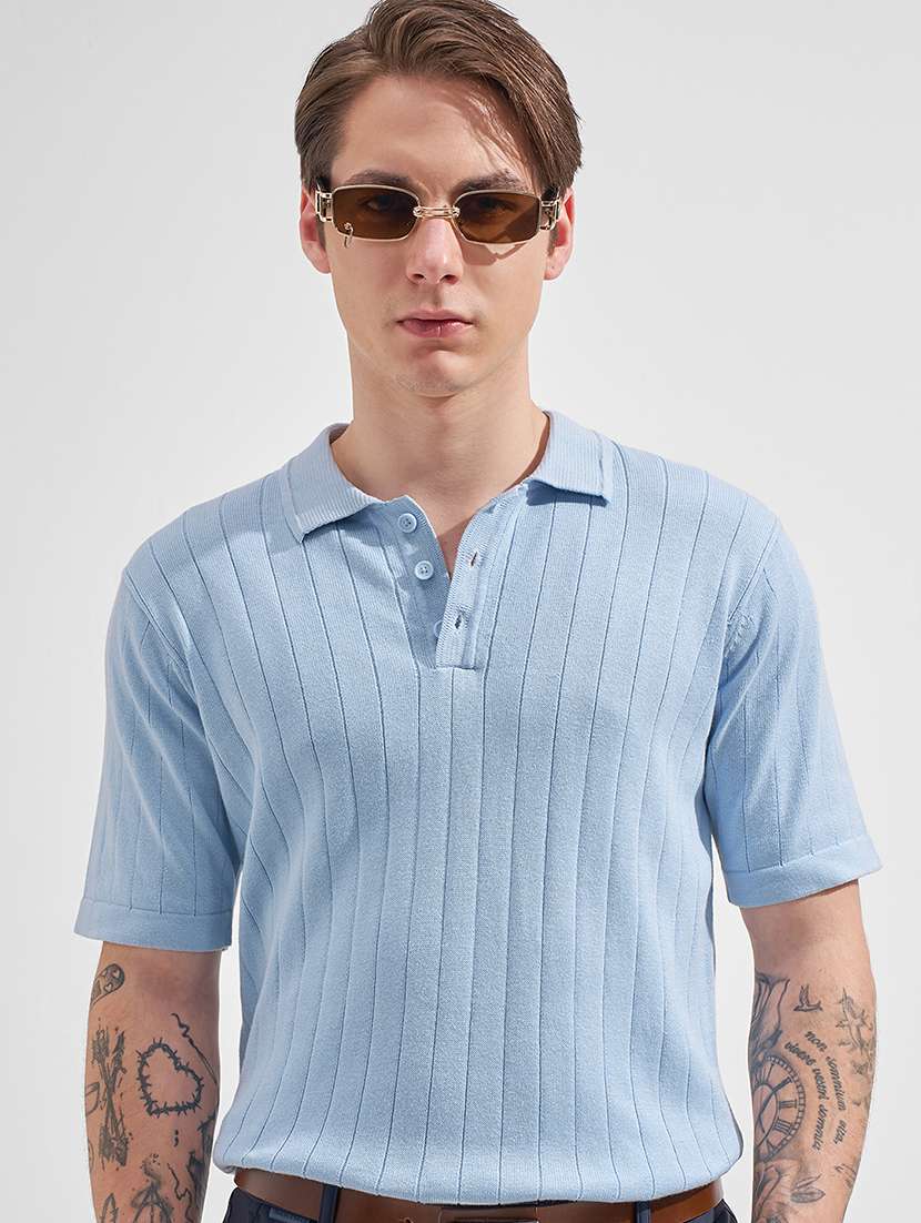 men self design short sleeve regular fit polo t-shirt