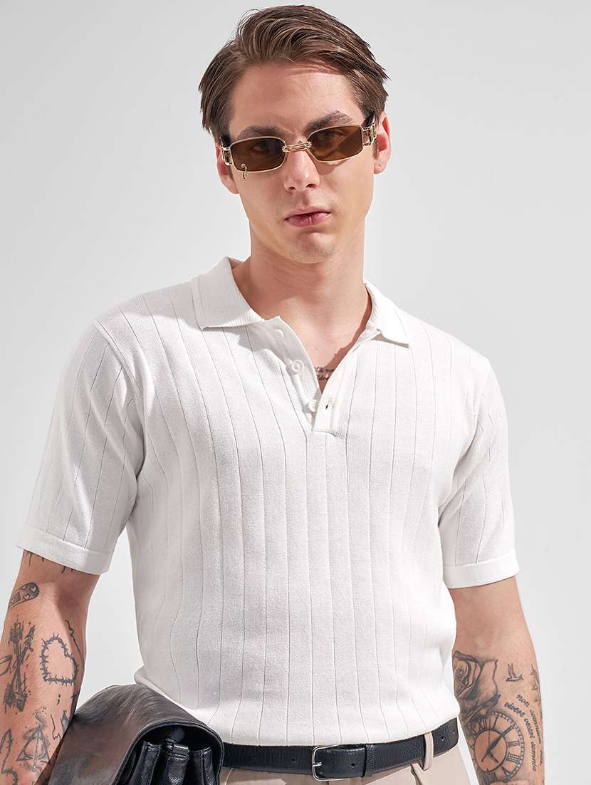 men self design short sleeve regular fit polo t-shirt