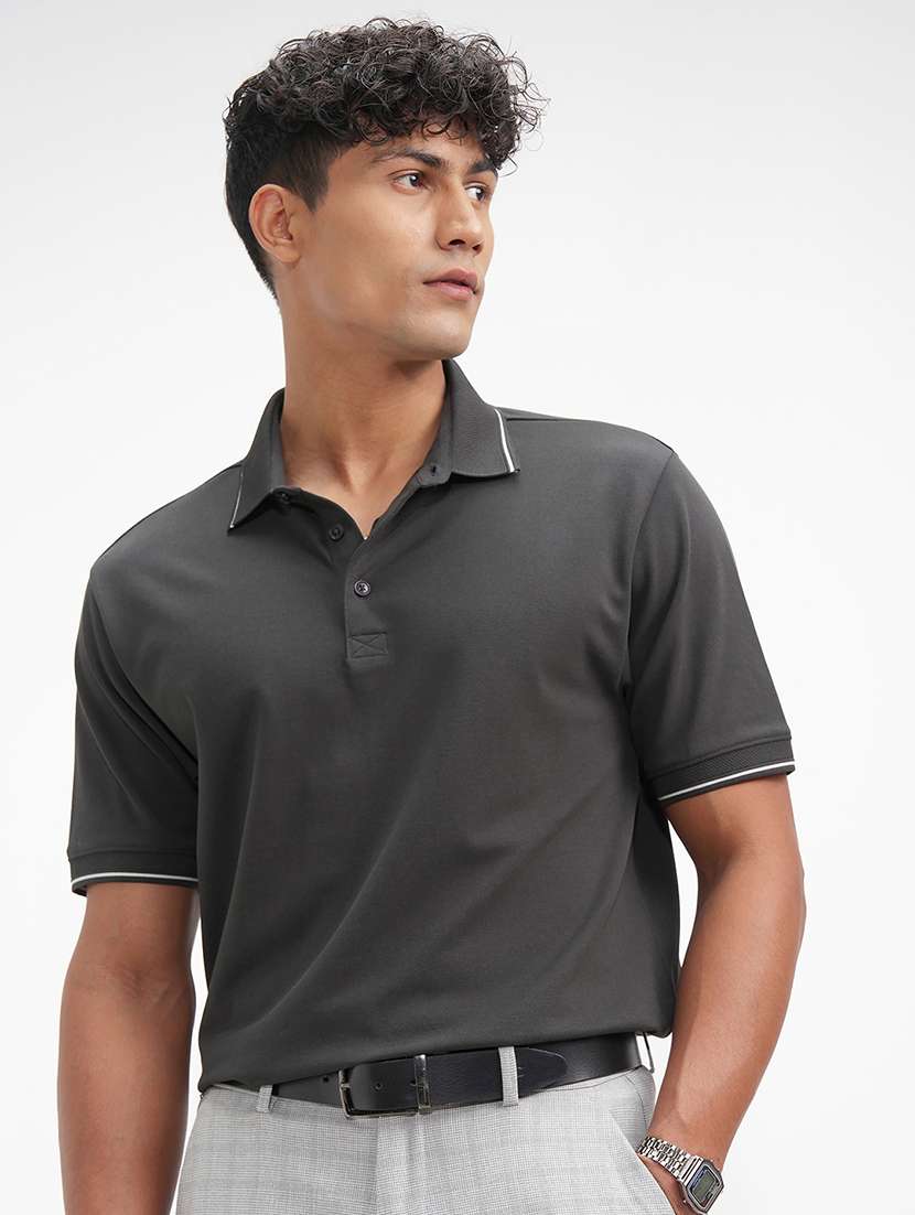 men solid short sleeve regular fit polo t-shirt