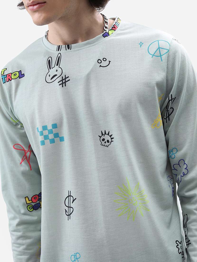 men printed long sleeve regular fit t-shirt - 22503768 -  Standard Image - 1