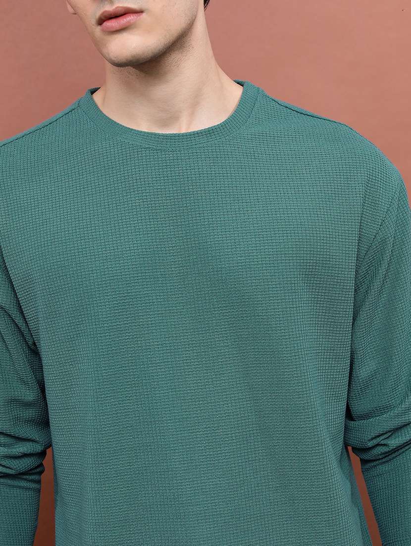 men textured long sleeve regular fit t-shirt - 22503808 -  Standard Image - 1