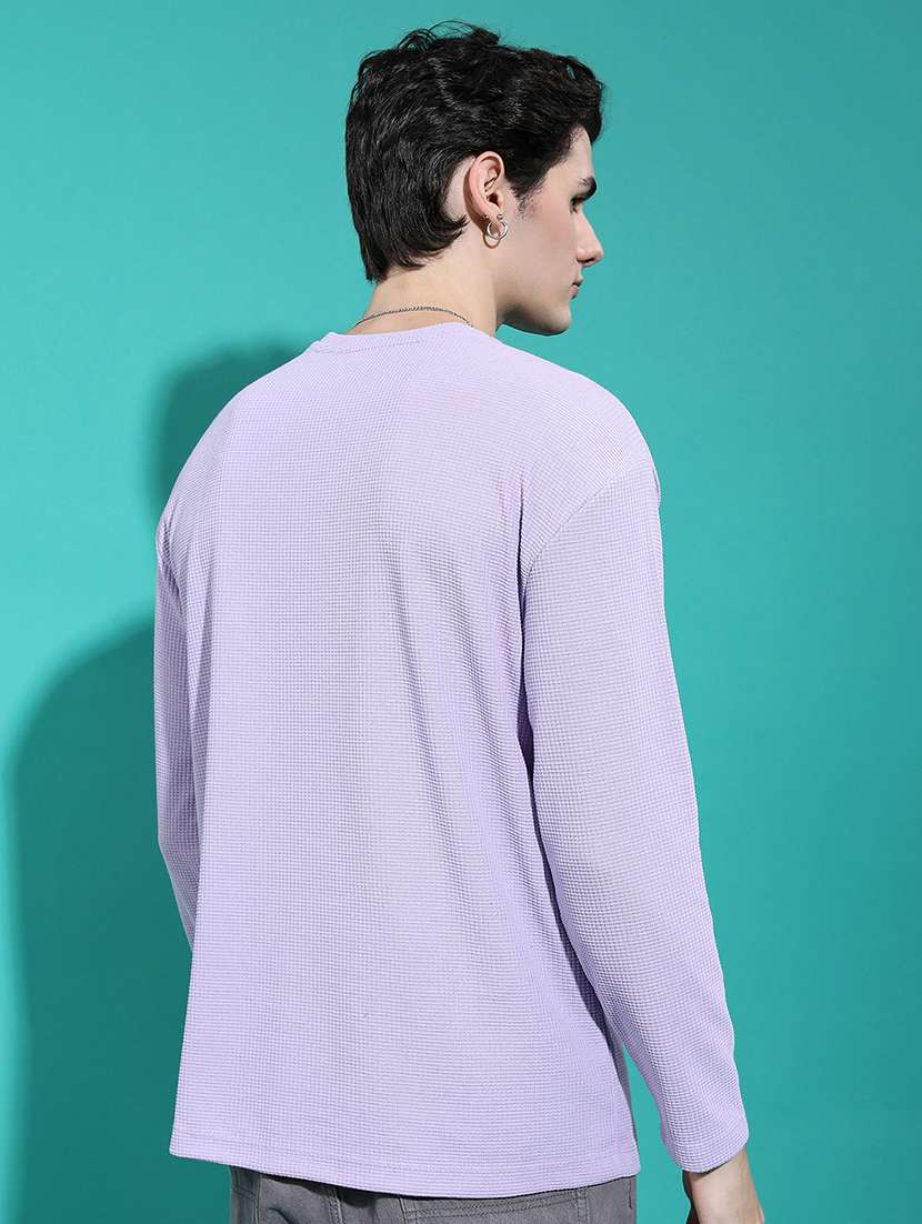 men textured long sleeve regular fit t-shirt - 22503809 -  Standard Image - 4