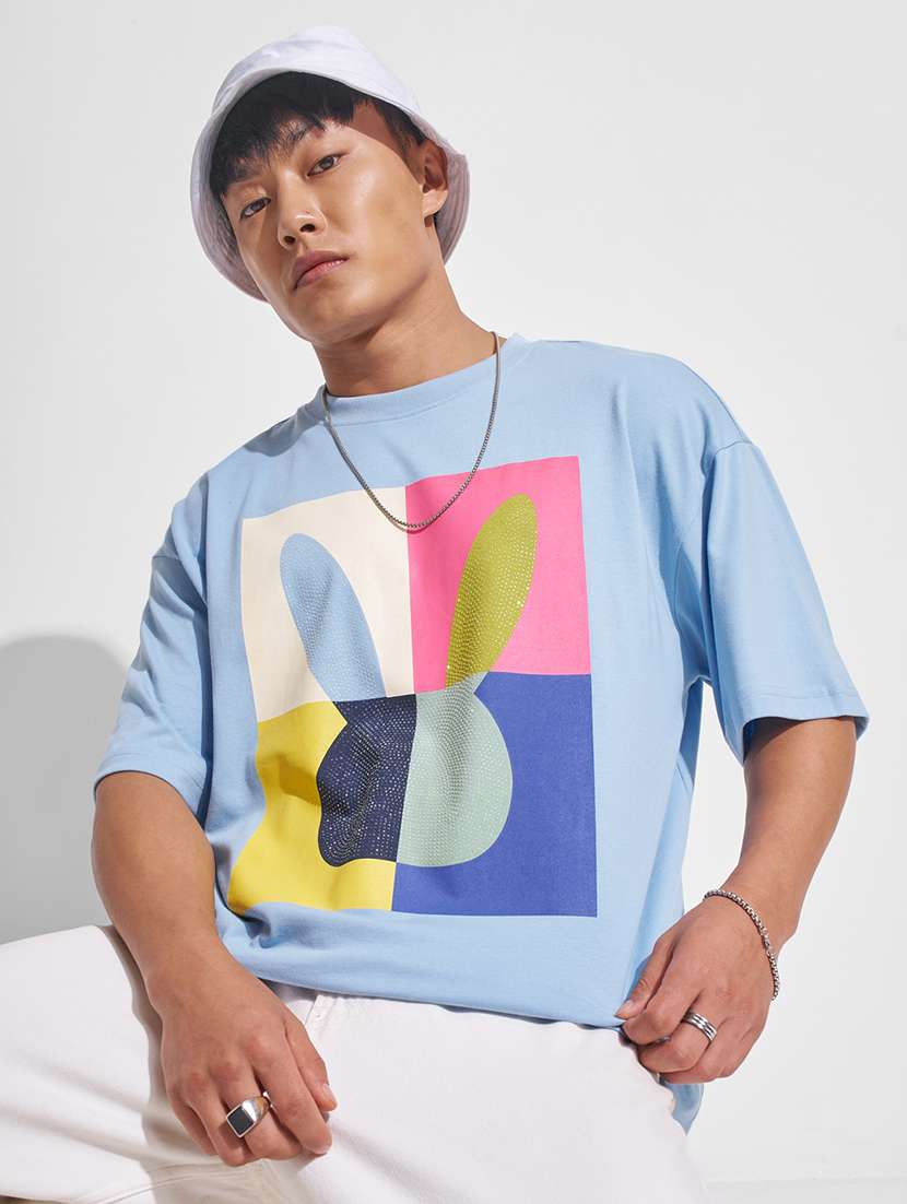 men printed short sleeve oversized t-shirt