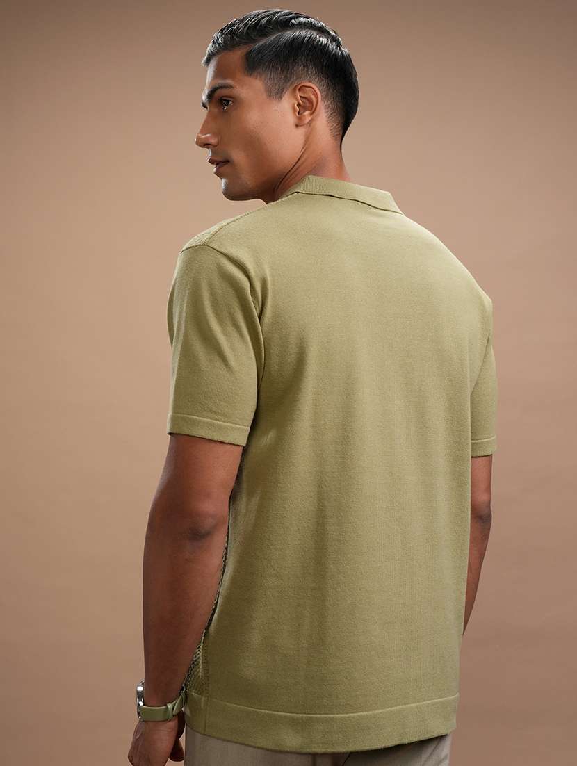 Men Self Design Short Sleeve Regular Fit Polo T-shirt - 22503832 -  Standard Image - 4