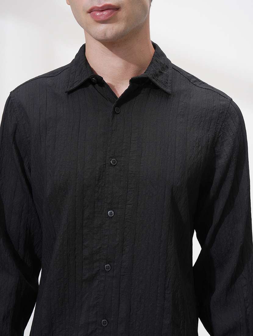 men self design long sleeve slim fit formal shirt - 22503856 -  Standard Image - 1
