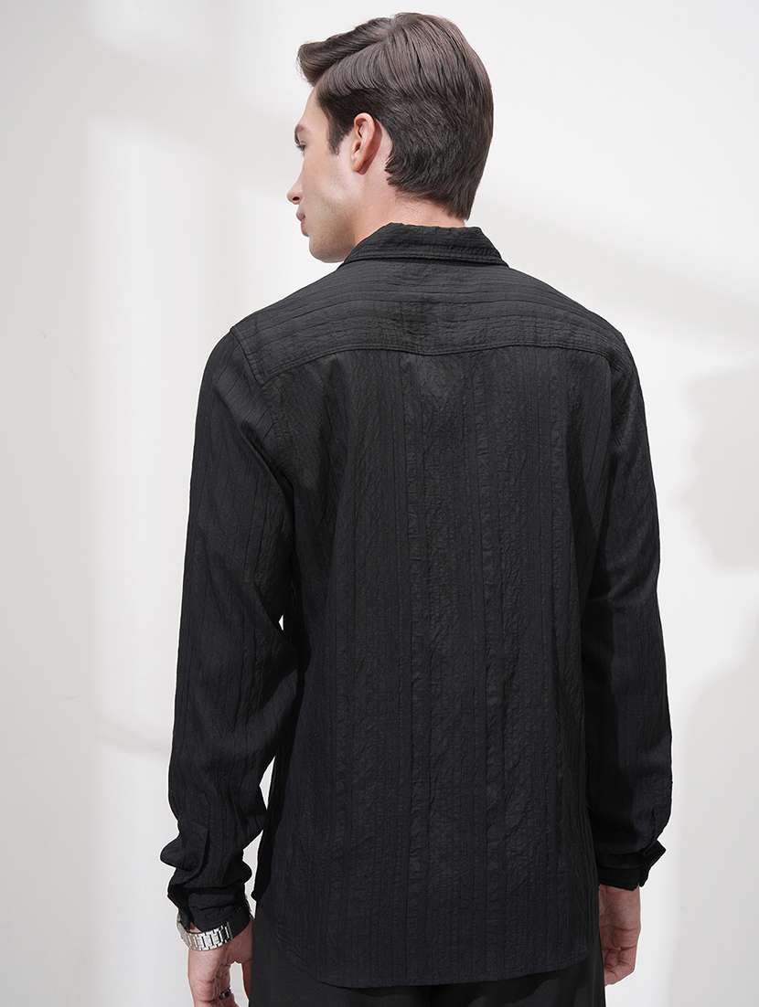 men self design long sleeve slim fit formal shirt - 22503856 -  Standard Image - 4