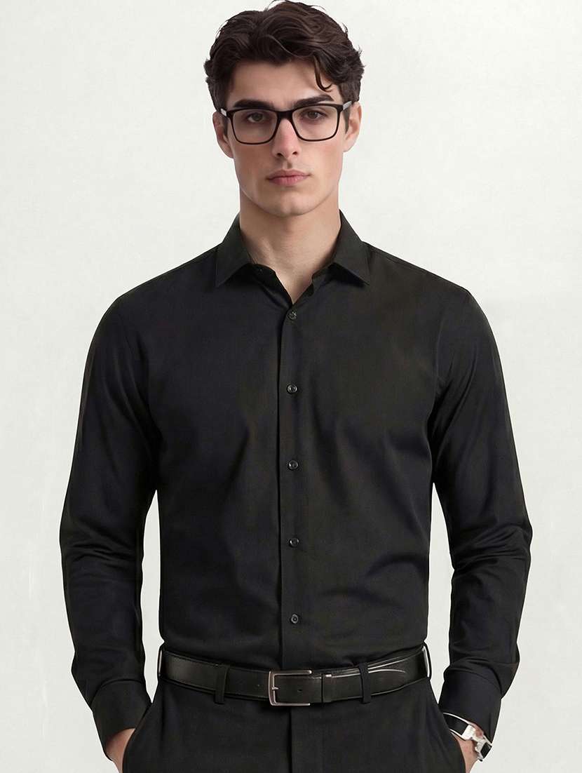 men solid long sleeve regular fit formal shirt