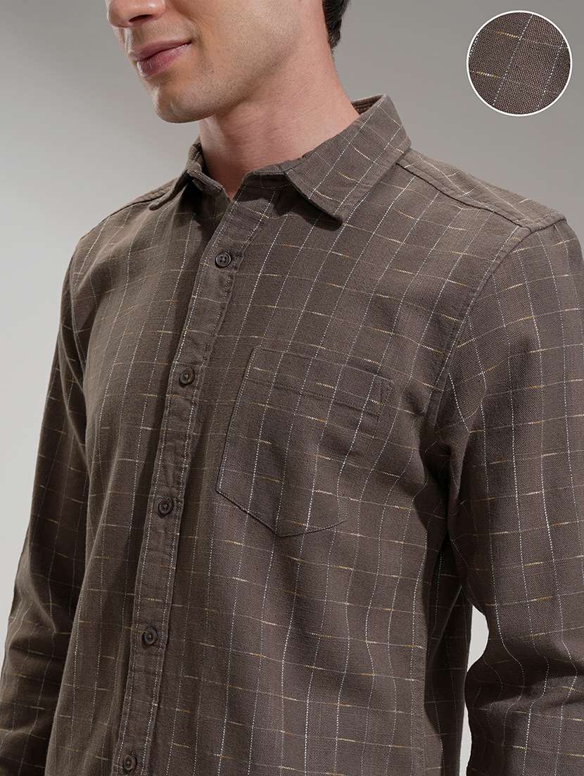 men checkered long sleeve regular fit casual shirt - 22503900 -  Standard Image - 1