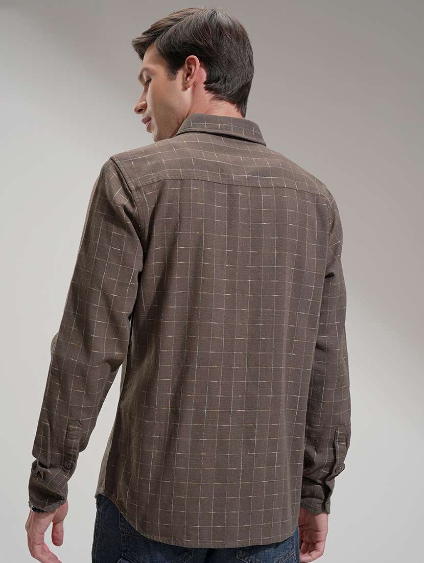 men checkered long sleeve regular fit casual shirt - 22503900 -  Standard Image - 4
