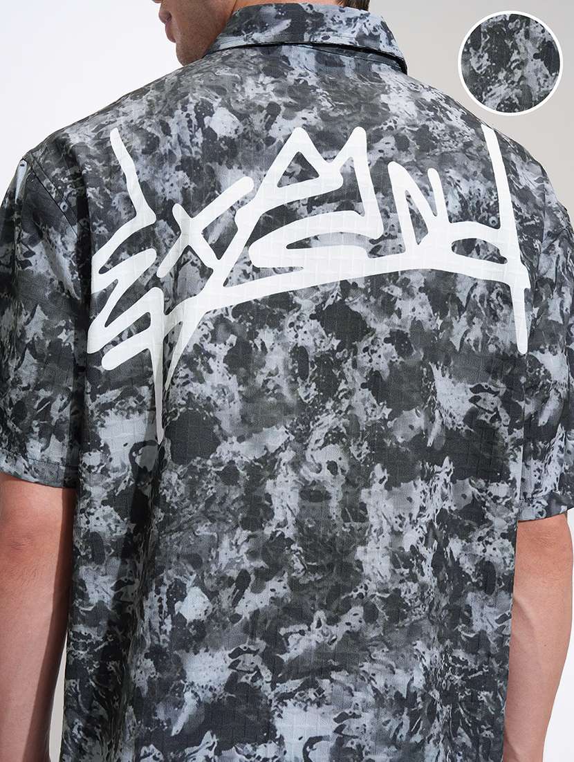 men printed short sleeve loose fit casual shirt - 22503912 -  Standard Image - 1