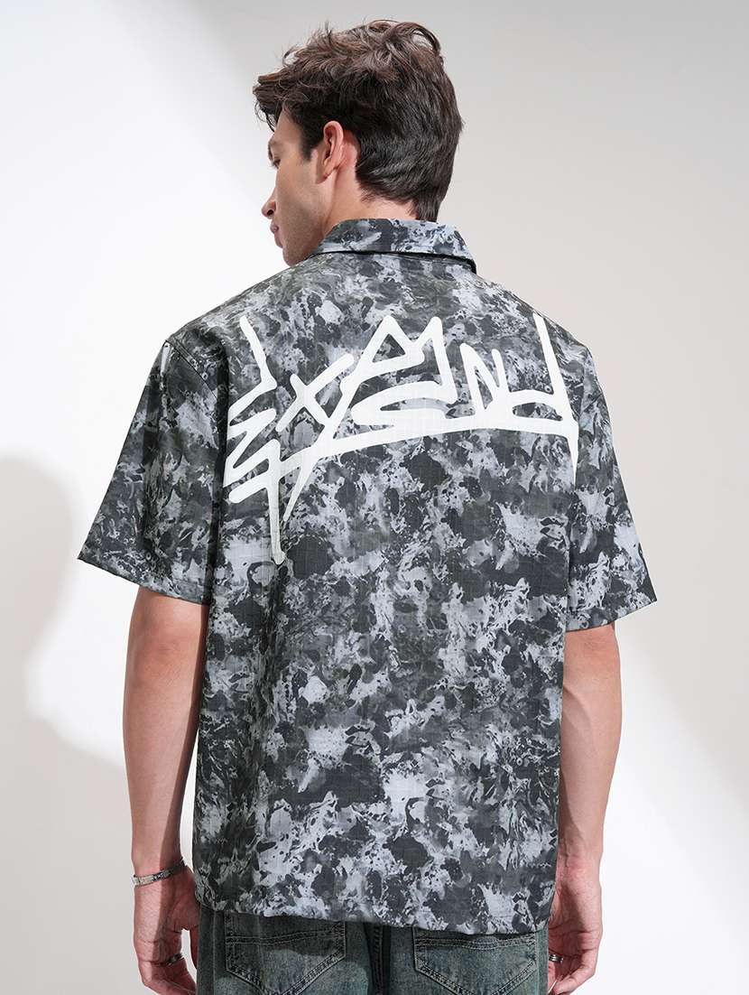 men printed short sleeve loose fit casual shirt - 22503912 -  Standard Image - 4