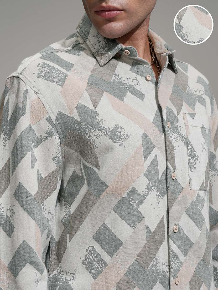 men printed long sleeve regular fit casual shirt - 22503917 -  Standard Image - 1
