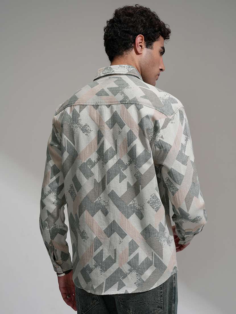 men printed long sleeve regular fit casual shirt - 22503917 -  Standard Image - 4