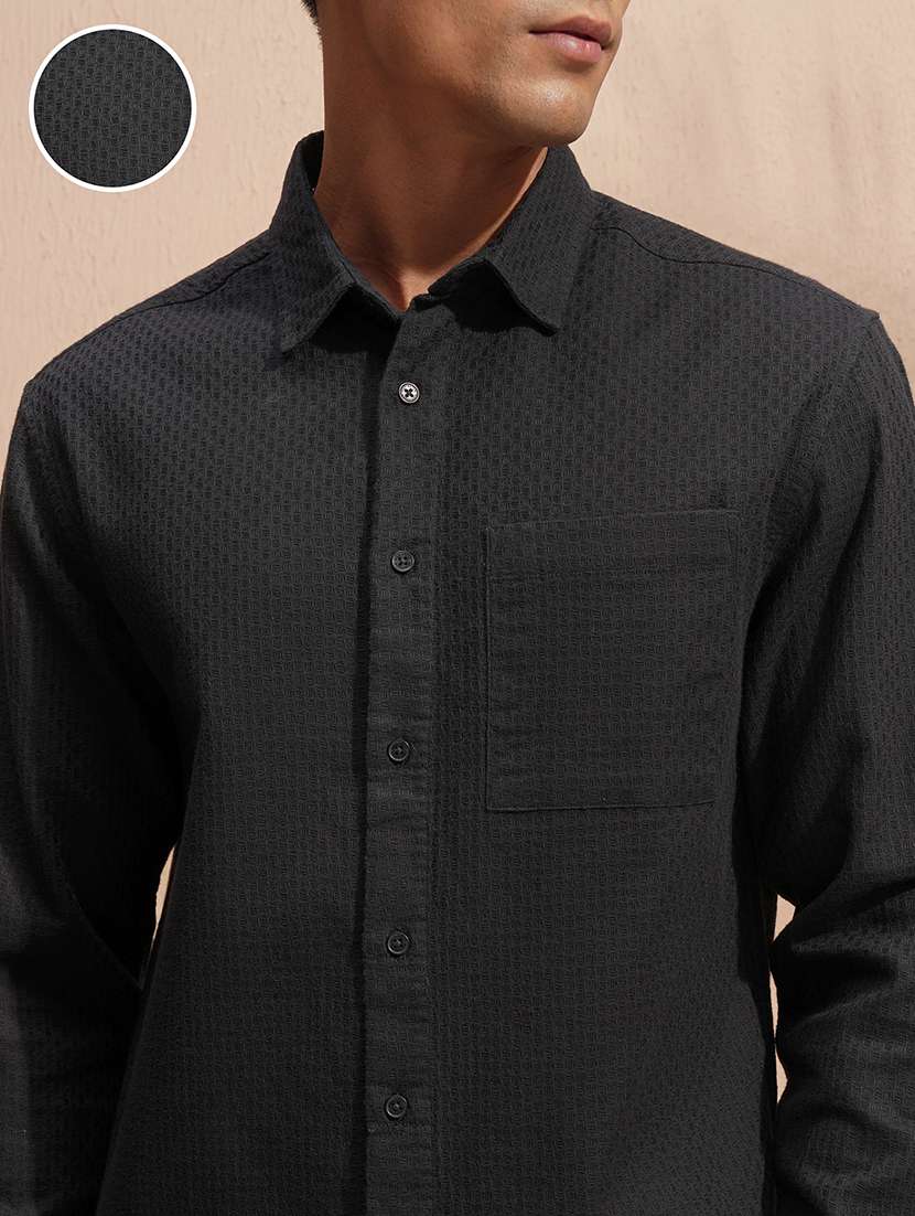 men self design long sleeve regular fit casual shirt - 22503935 -  Standard Image - 1