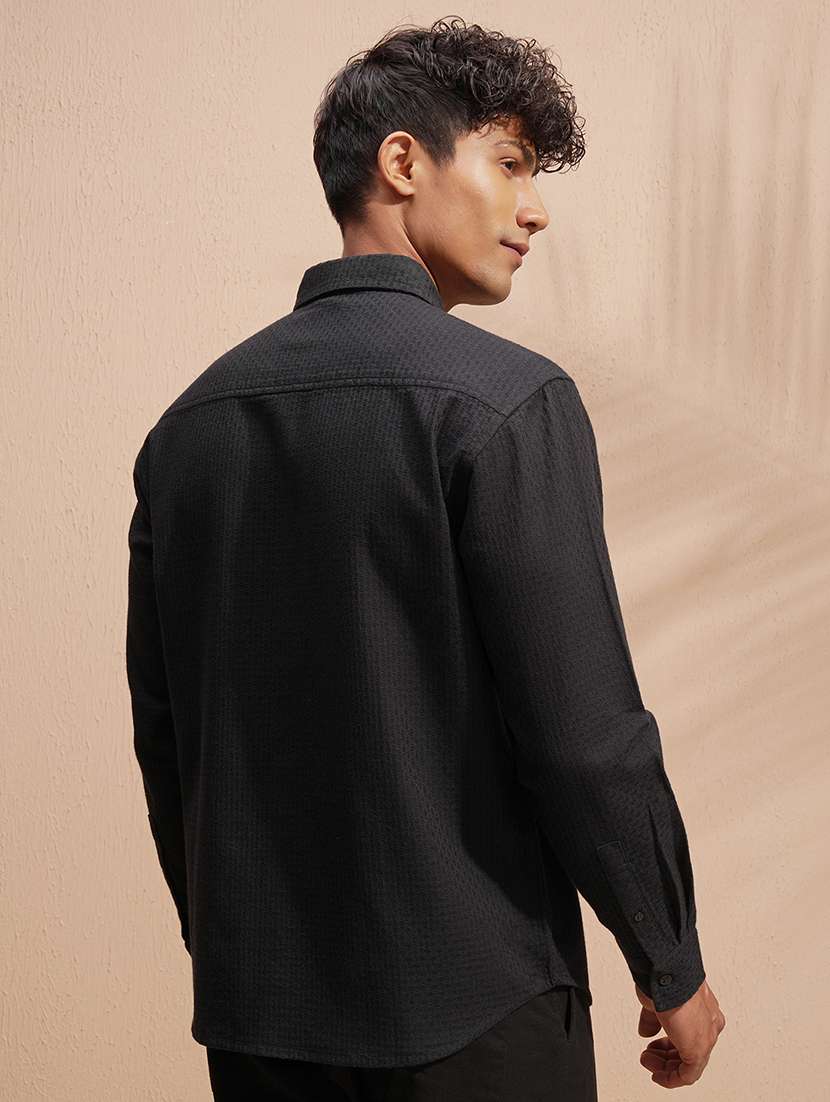men self design long sleeve regular fit casual shirt - 22503935 -  Standard Image - 4