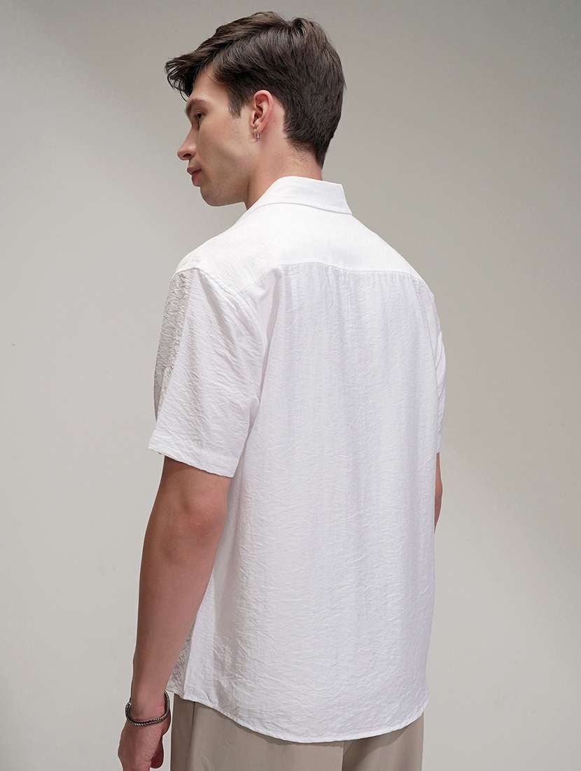 men solid short sleeve regular fit casual shirt - 22503948 -  Standard Image - 4