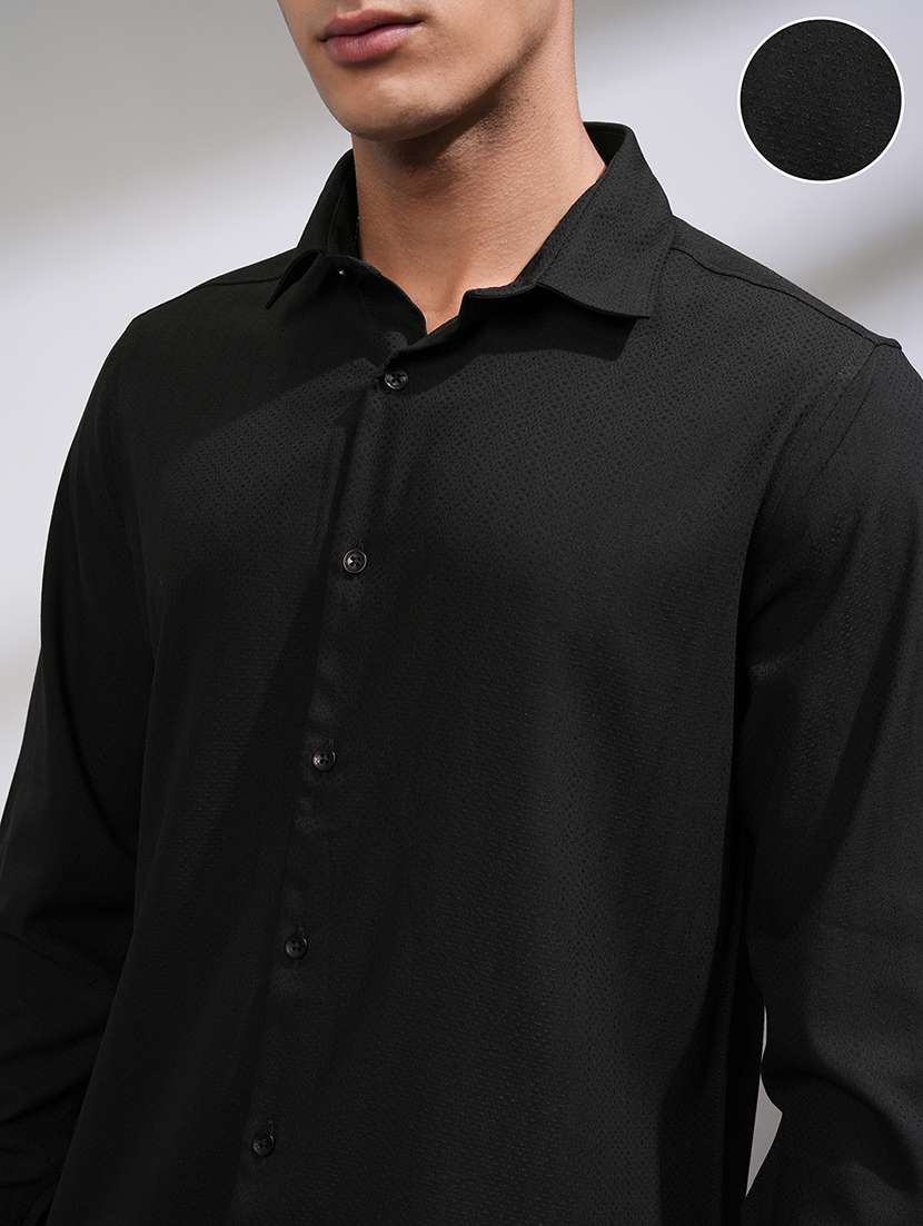 men self design long sleeve slim fit casual shirt - 22503956 -  Standard Image - 1