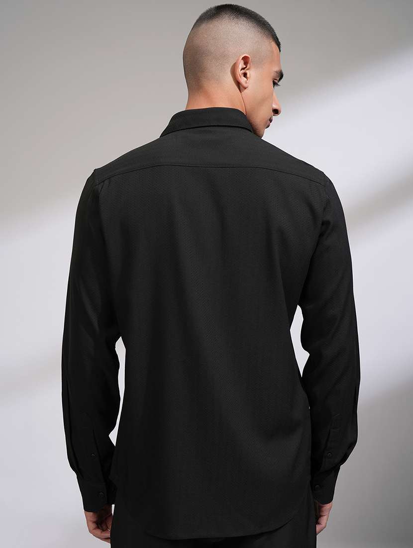 men self design long sleeve slim fit casual shirt - 22503956 -  Standard Image - 4