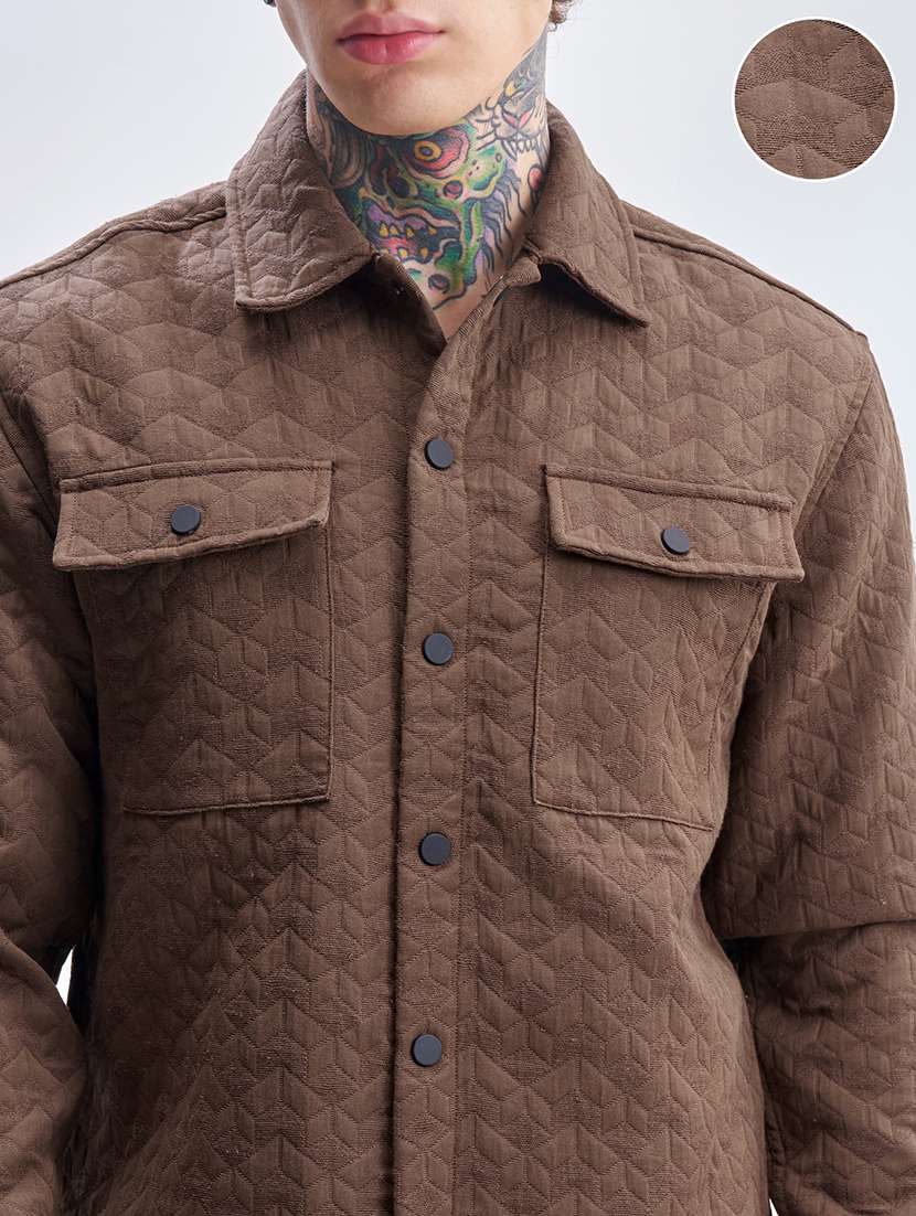 men self design long sleeve regular fit casual shirt - 22503975 -  Standard Image - 1