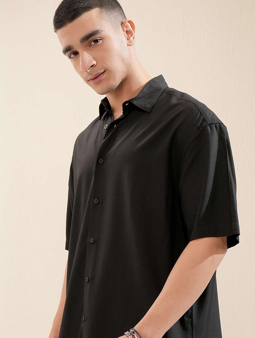 men solid short sleeve loose fit casual shirt - 22503984 -  Standard Image - 1