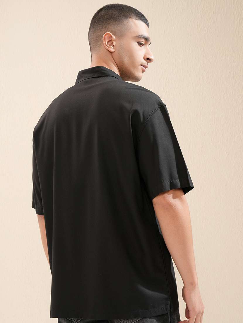 men solid short sleeve loose fit casual shirt - 22503984 -  Standard Image - 4