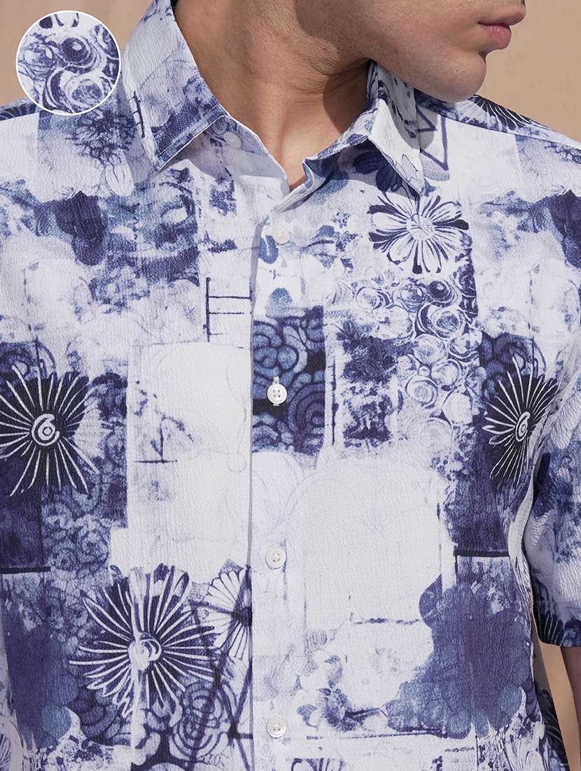 men printed short sleeve regular fit casual shirt - 22504022 -  Standard Image - 1